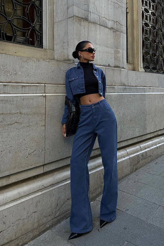 Chandra Gabardine Crop Set