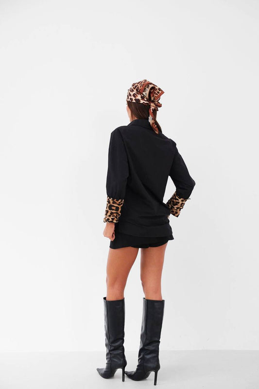 Cuff Detail Black Shirt