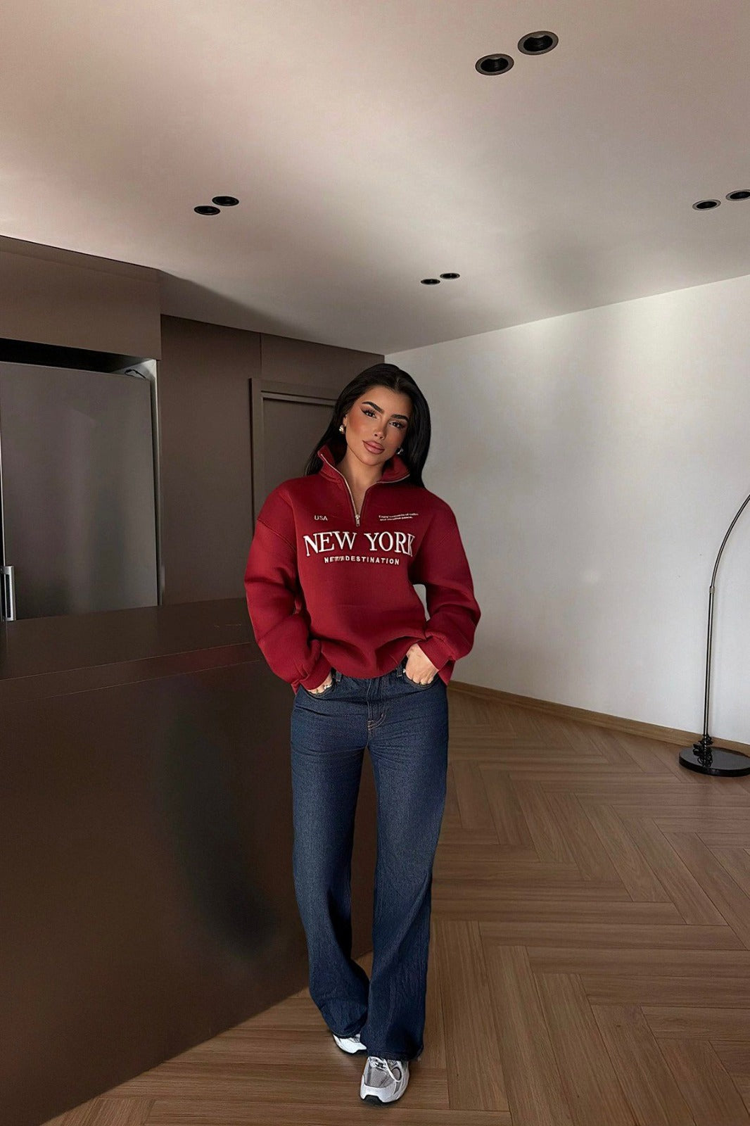 NY zipper Detalls sweatshirt