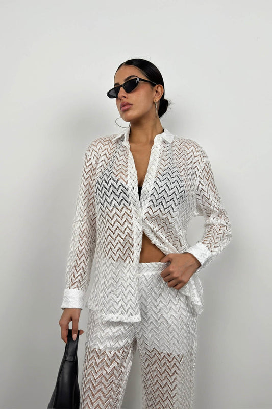 Embroidery Shirt Trousers Set