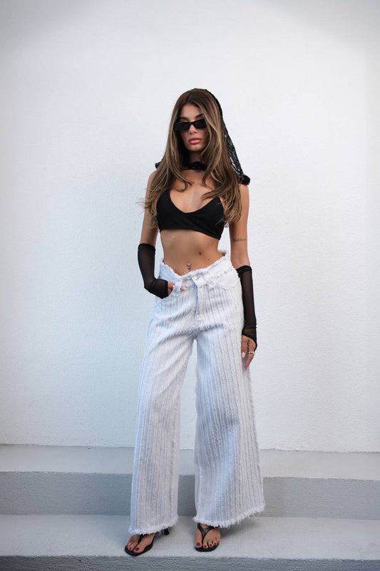 Tassel Detail Wide Leg Jean