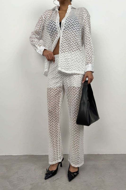 Embroidery Shirt Trousers Set