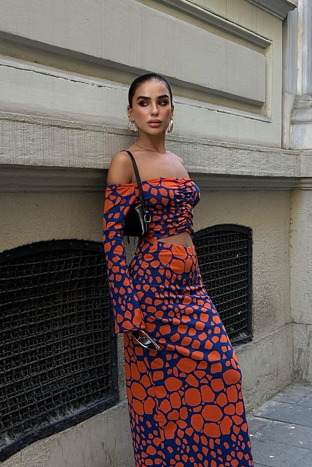 Pansy Cut Out Animal Patterned Dress