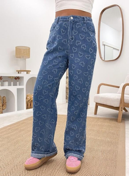 Heart Shape Straight Pants Jeans
