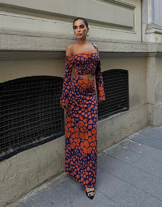 Pansy Cut Out Animal Patterned Dress