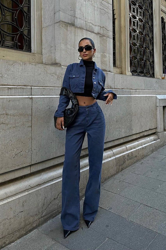 Chandra Gabardine Crop Set