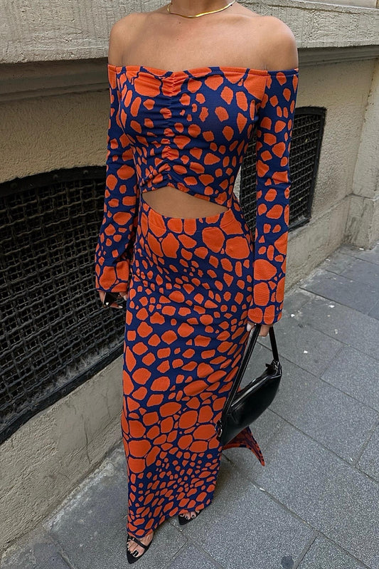 Pansy Cut Out Animal Patterned Dress