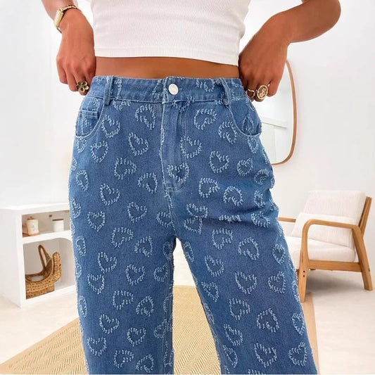 Heart Shape Straight Pants Jeans