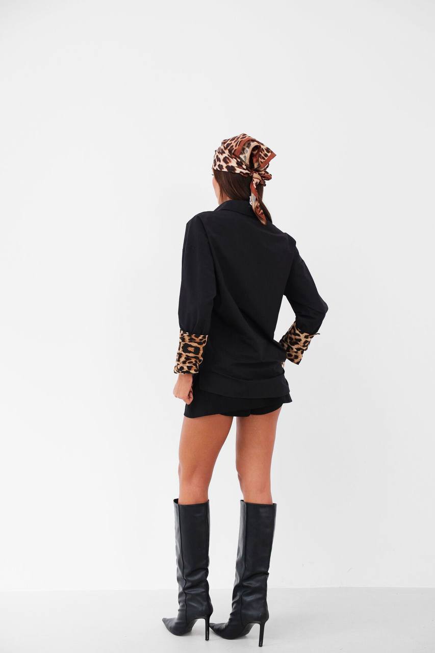 Cuff Detail Black Shirt