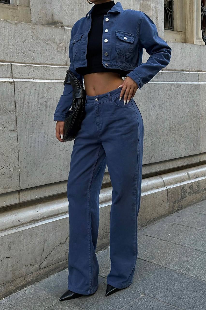 Chandra Gabardine Crop Set
