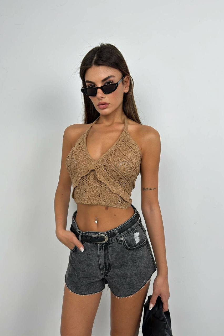 Openwork crop Bustier