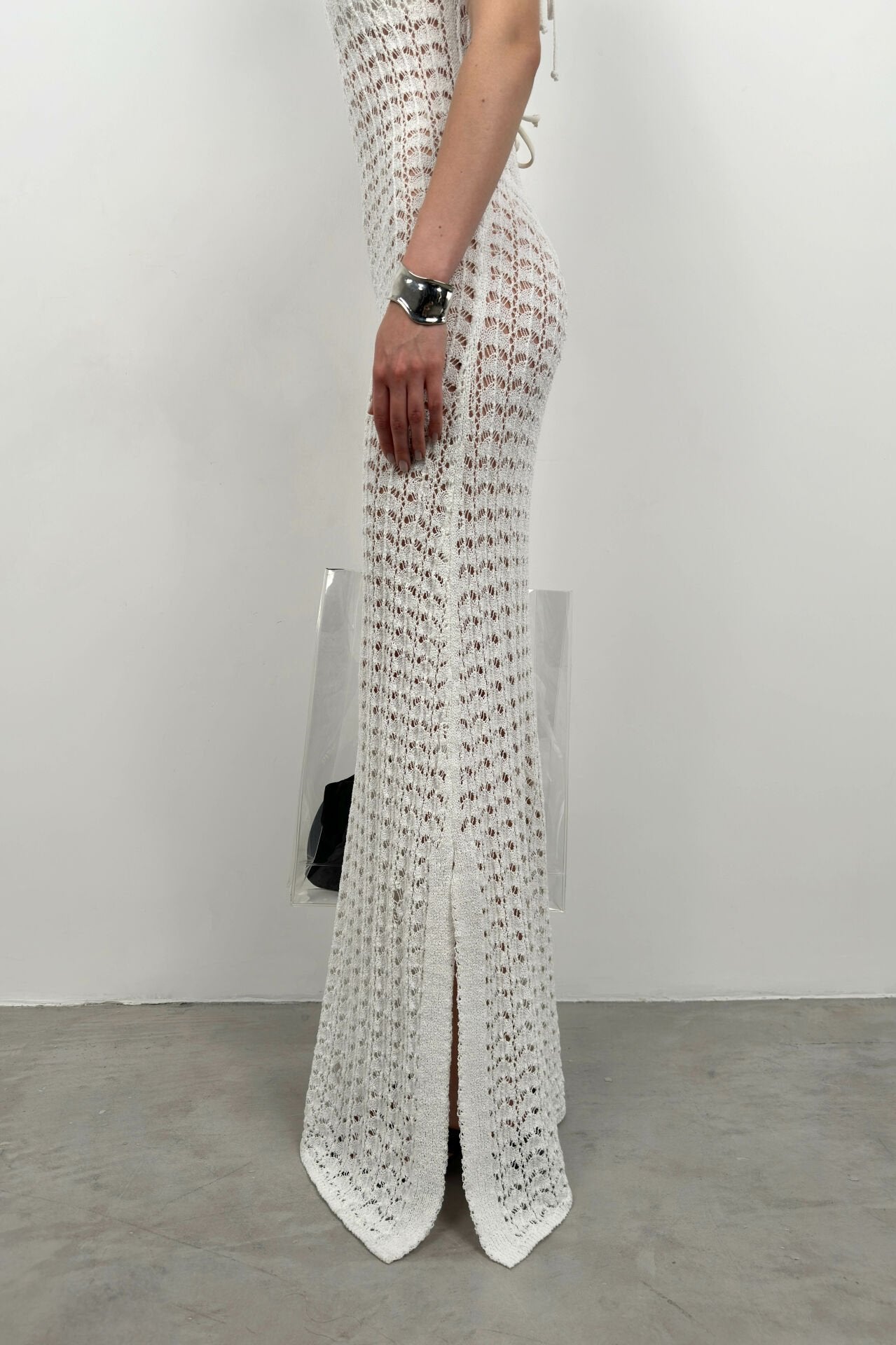 Slit Detail Openwork Dress