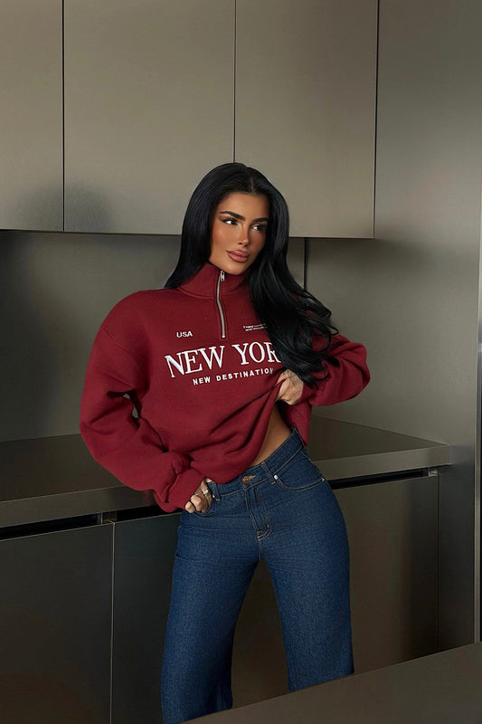 NY zipper Detalls sweatshirt